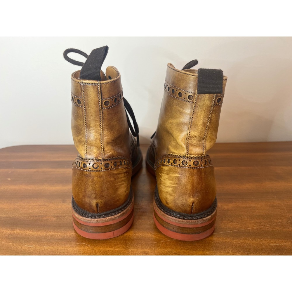 Herring Boots Leather Wingtip Brogue Boots Tan Brown Size UK 6 EU 40 Men US 7/8 - Picture 4 of 9
